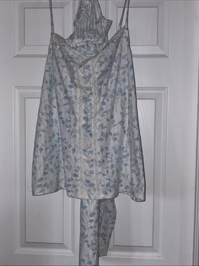 🐱Eileen West Capri blue floral pj set XL NEW